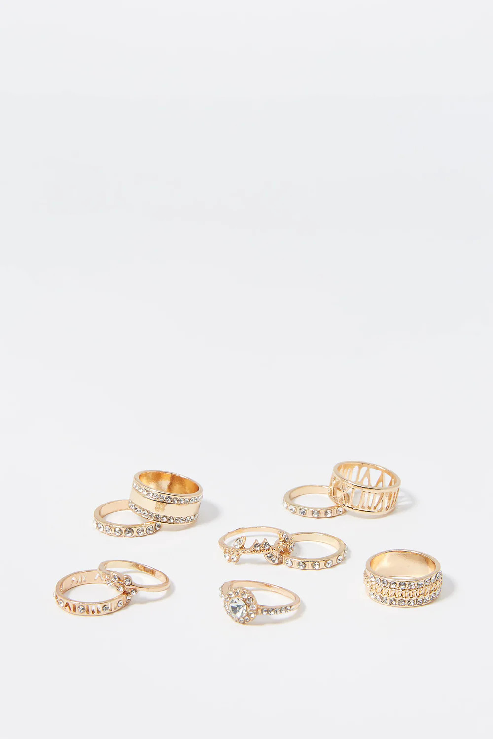Assorted Rhinestone Ring Set (10 Pack) | Charlotte Russe