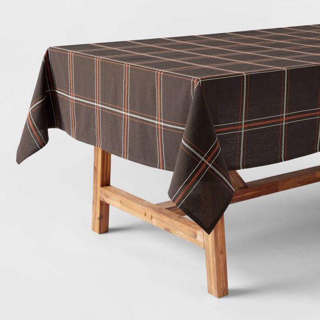84" x 60" Cotton Plaid Tablecloth Black - Threshold™ | Target