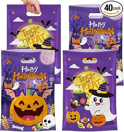 40 Pcs Happy Halloween Treat Bags with Handles-Trick or Treat Halloween Goodie Bags for Kids, Cut... | Amazon (US)