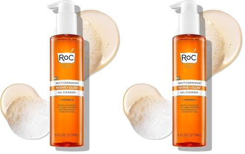 RoC Multi Correxion Revive + Glow Gel Vitamin C Cleanser,Face Wash,Facial Cleanser with Glycolic Acid,Paraben-Free,Sulfate-Free Skin Care - 6 Ounces,(Pack of 2) | Amazon (US)