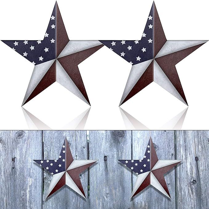 Deloky 2 PCS Patriotic Barn Star-9 Inches Wooden Barn Star Patriotic Home Decoration-July 4th Cou... | Amazon (US)