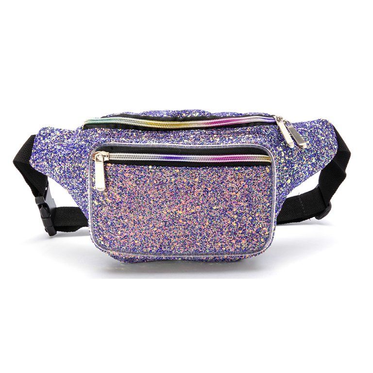 C.T.Soarsky Women's Waist Bags Holographic Rave Glitter Fanny Pack Grils Festival Belt Bags-Purpl... | Walmart (US)