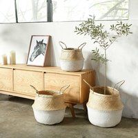 Buy 2 Get 1 Free - White Bottom Large Planter Basket, Belly Basket, Seagrass Basket, Plant Holder, H | Etsy (US)