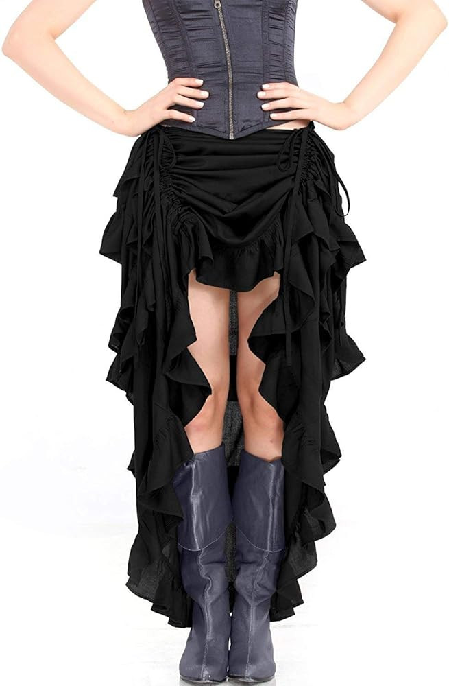 ThePirateDressing Steampunk Victorian Cosplay Costume Womens High-Low Show Girl Skirt | Amazon (US)