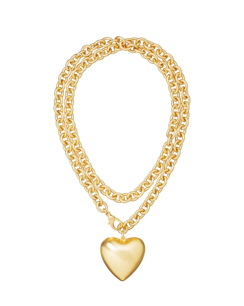 The Puffy Heart Necklace in Gold | Roxanne Assoulin