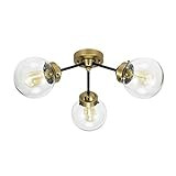 Amazon Brand – Rivet Mid-Century Modern Glass Globe Flushmount Lighting Fixture with 3 LED Bulbs - 2 | Amazon (US)