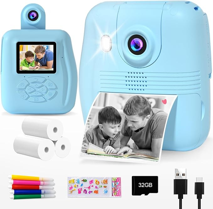 GKTZ Kids Camera Instant Print - 1080P HD 0 Ink Instant Print Photo - Christmas Birthday Gifts fo... | Amazon (US)
