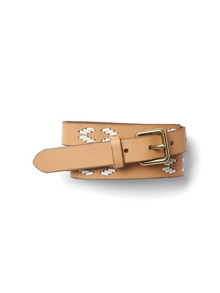 Gap Women Southwestern Stitch Leather Belt Size L - Natural | Gap US