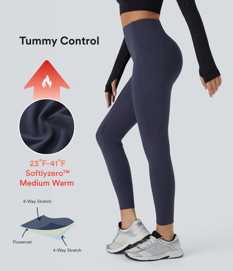 Women’s SoftlyZero™ Plush Thermal High Waisted Tummy Control Pocket Workout Leggings - Halara | HALARA