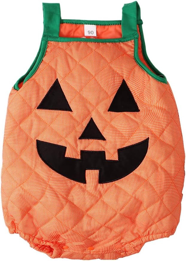 Noubeau Toddler Baby Boy Girl Halloween Clothes Pumpkin Sleeveless Romper Bodysuit One Piece Hall... | Amazon (US)