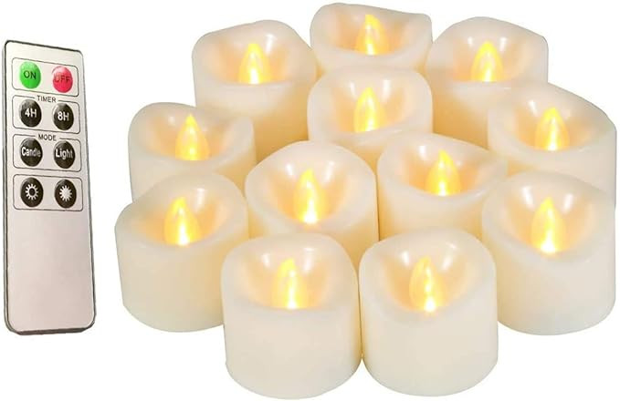 Amazon.com: Led Flickering Flameless Votive Tea Lights Candles With Remote Control Battery Operat... | Amazon (US)