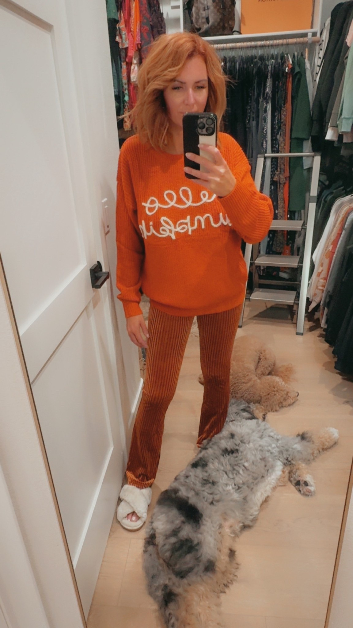 Thanksgiving outfit | fall | pumpkin sweater | corduroy velvet pants | leggings with flare  

#LTKSeasonal #LTKHoliday #LTKPetite