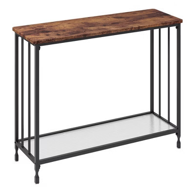 Narrow Console Table Small Entryway Table with Glass Shelf and Metal Frame Sofa Table Narrow Long Behind Couch Table | Target