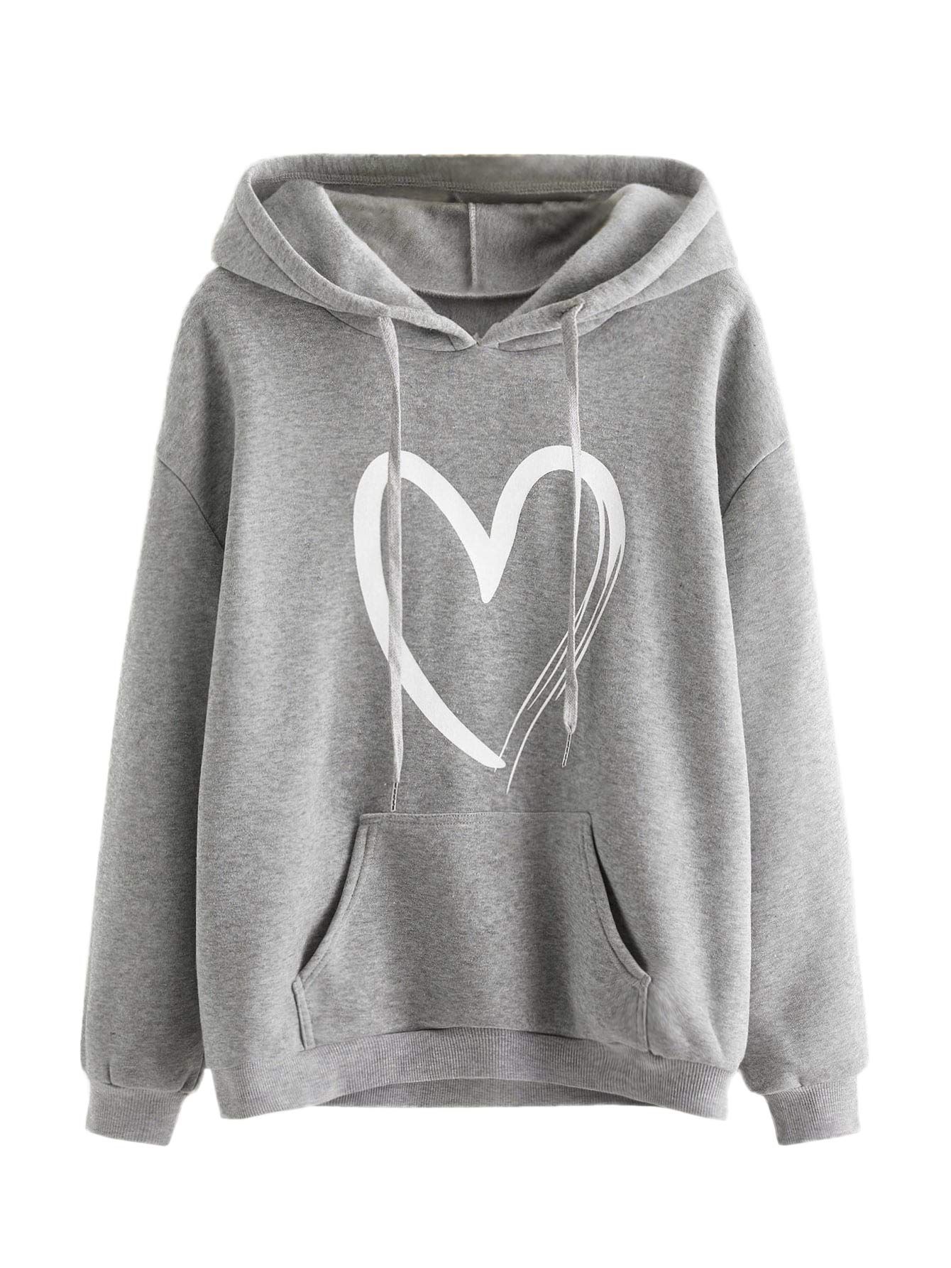 Women's Casual Heart Print Long Sleeve Pullover Hoodie Sweatshirt Tops | Amazon (US)