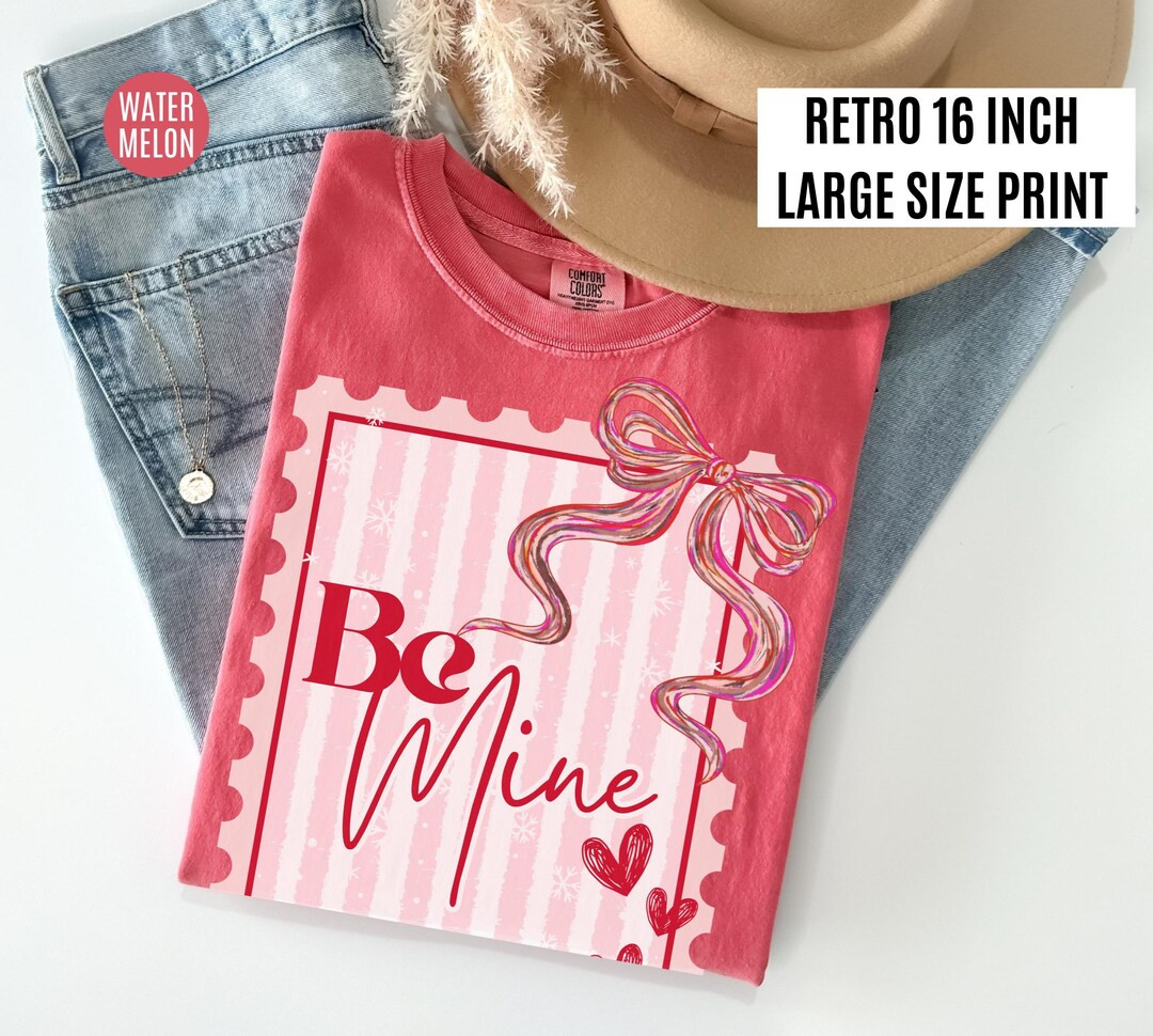 Comfort Colors Be Mine Valentines Heart Shirt, Coquette Valentines Postage Stamp Tee, Preppy Pain... | Etsy (US)