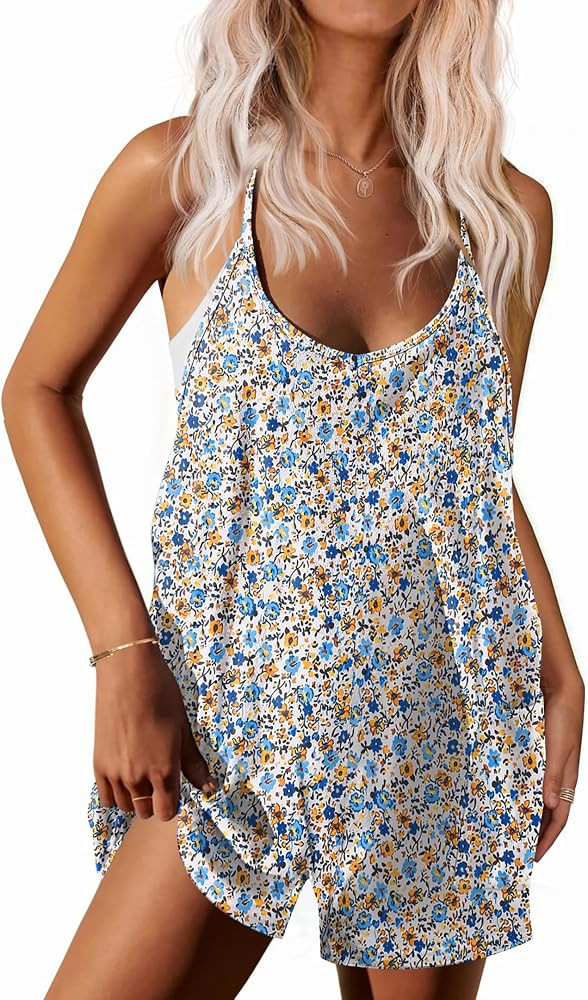 Ekouaer Womens Summer Casual Sleeveless Rompers Loose Spaghetti Strap Shorts Overalls Outfits 202... | Amazon (US)