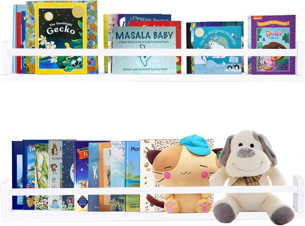 AZSKY Nursery Room Shelves 36 Inch White Floating Bookshelves for Kids Wall Mounted Wood Floating... | Amazon (US)