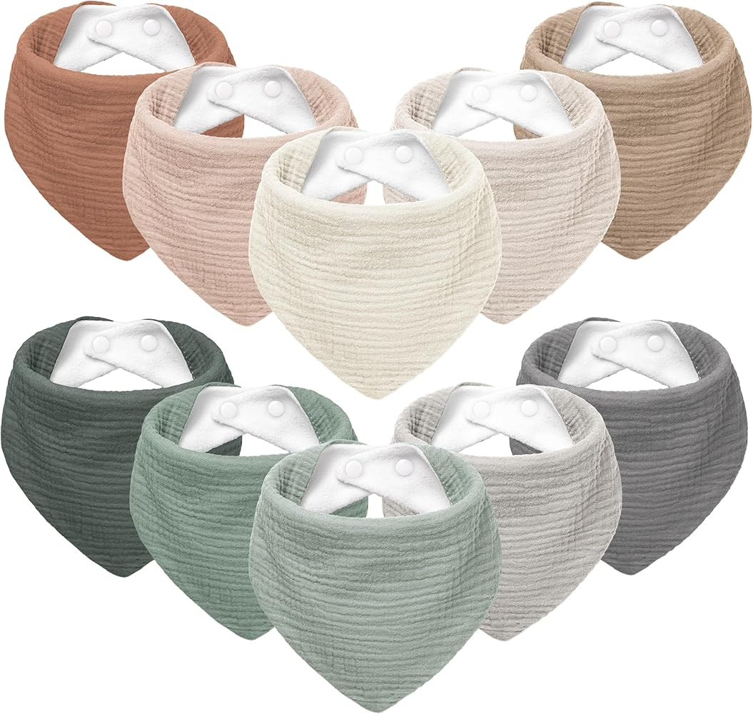 Susurration Muslin Baby Bibs 10Pack Baby Bandana Drool Bibs Soft Adjustable Newborn Bibs for Unis... | Amazon (US)