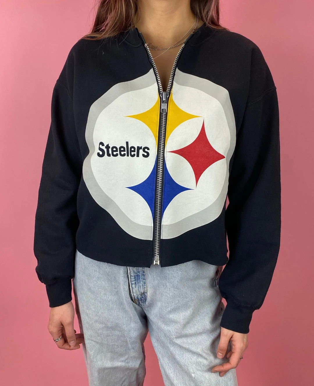 Vintage Pittsburgh Steelers Cropped Zip-up Sweatshirt L - Etsy | Etsy (US)