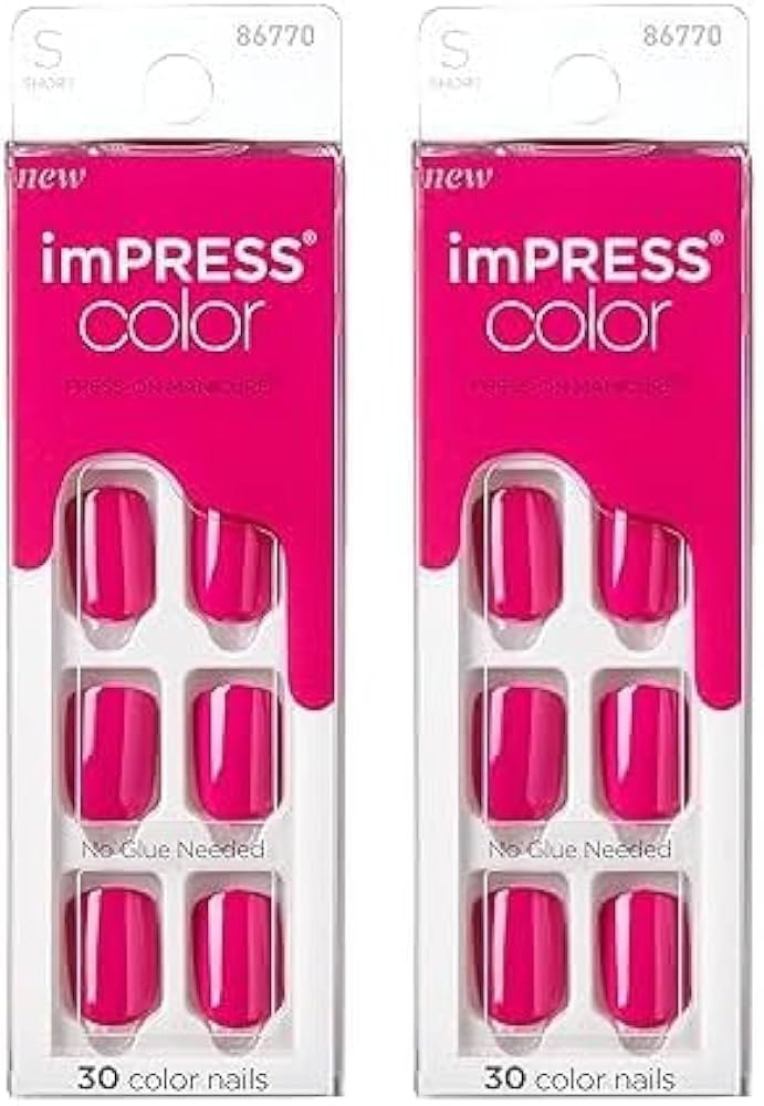 KISS imPRESS Color Press-On Nails Polish-Free Manicure Set, ‘Orchid Festival’, 30 Chip-Proof,... | Amazon (US)
