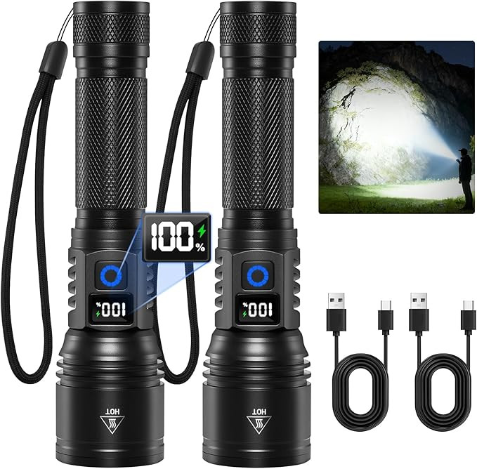 Rechargeable Flashlights High Lumens 2Pack, 5Modes Super Bright Flashlight Rechargeable, LED Flas... | Amazon (US)