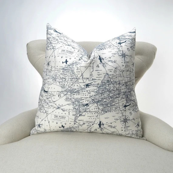 Aviation Pillow Cover MANY SIZES Navy Airplane Decorative - Etsy | Etsy (US)