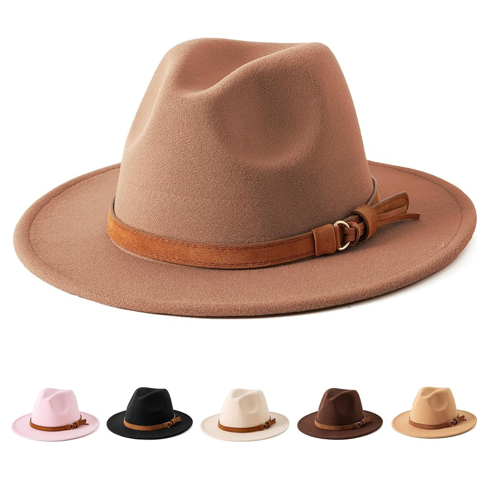 Jastore Kids Girls Boys Classic Wide Brim Bowknot Floppy Fedora Hat Wool Felt Bowler Cap | Amazon (US)