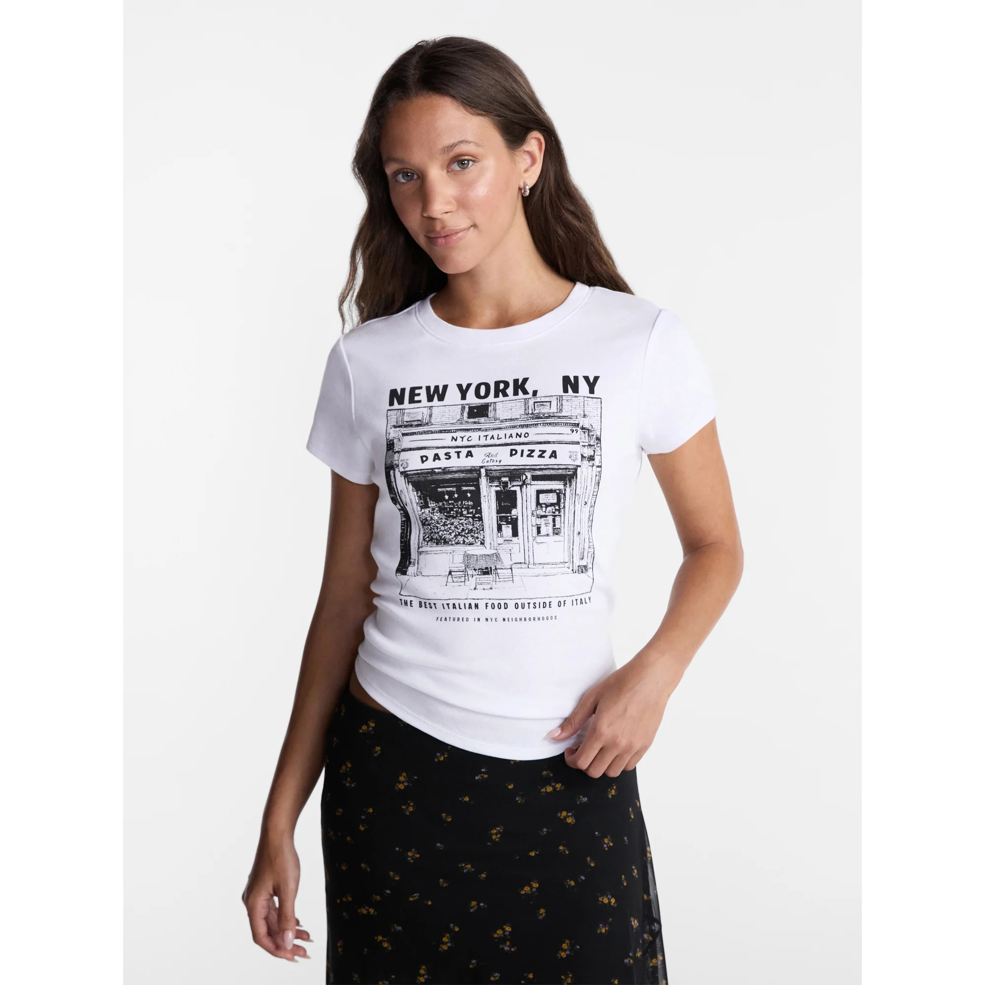 No Boundaries Longline Graphic Cotton Baby Tee, Women's XXS-XXL | Walmart (US)