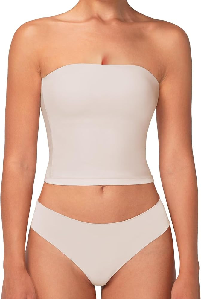 Sunzel Women’s Strapless Sexy Tube Top Double Lined Sleeveless Crop Top Summer Basic Bandeau To... | Amazon (US)