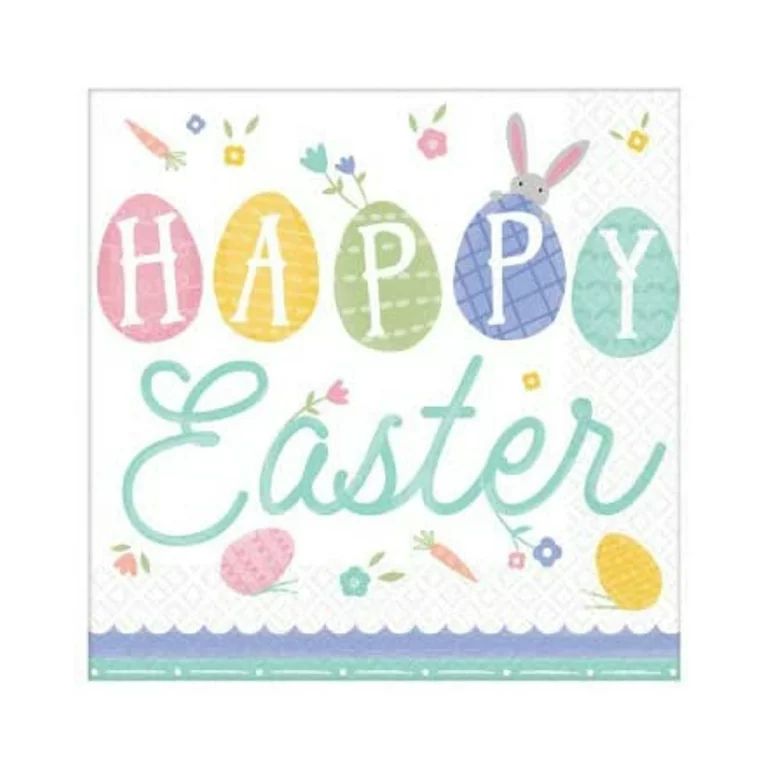 Happy Easter, Pretty Pastels Luncheon Party Napkins, 6.5" x 6.5" - 2 Ply - 16 Pack (512496) | Walmart (US)