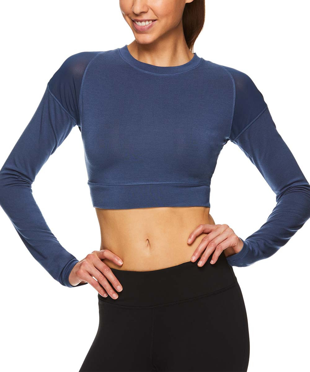 Gaiam X Jessica Biel Women's Tube & Crop Tops SARGESSO - Sargesso Sea Soho Long-Sleeve Crop Top - Wo | Zulily