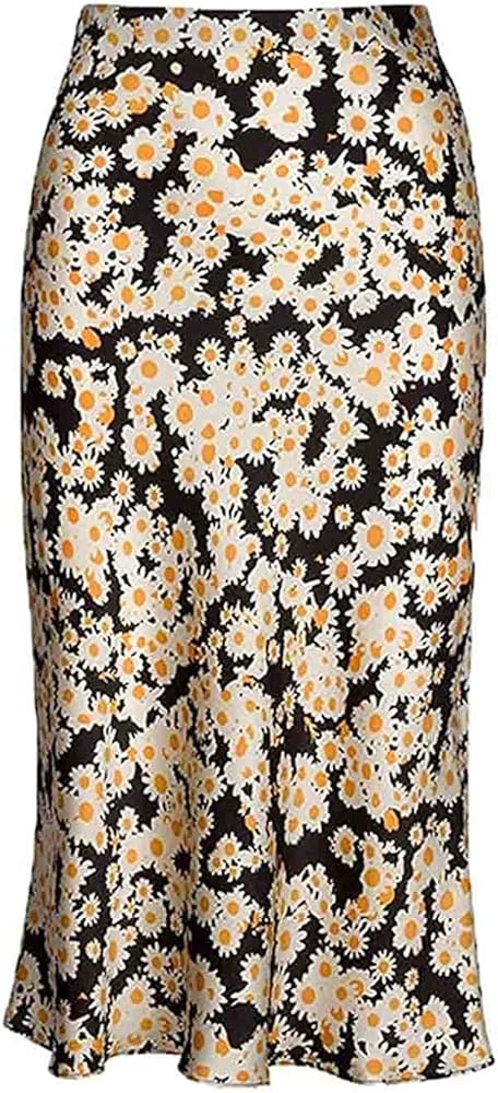 Leopard Print Skirt for Women Cheetah High Waist Silk Satin Elasticized Skirts | Amazon (US)