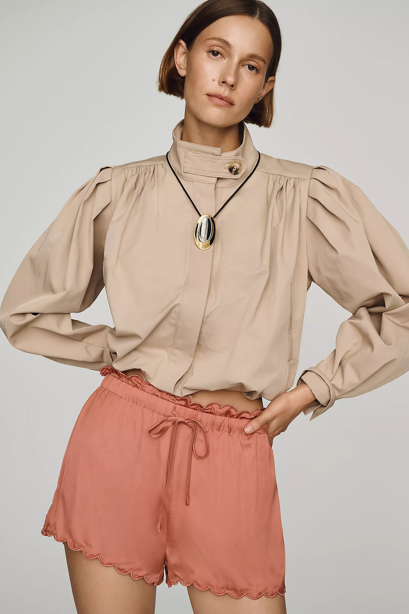 LyreBird Silky Scalloped Shorts | Anthropologie (US)