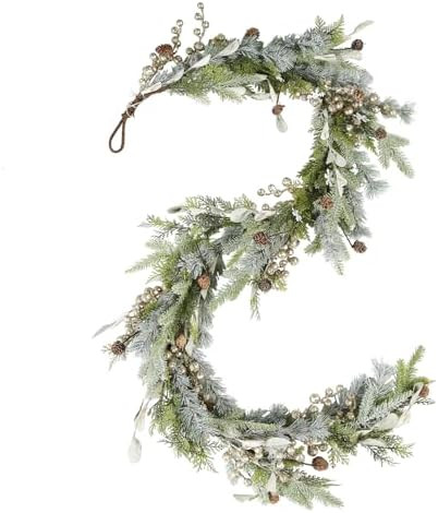 WBHome 6ft Mixed Snowy Norway Spruce & Pine Branch with Shimmy Berries Mantle Christmas Garland, ... | Amazon (US)