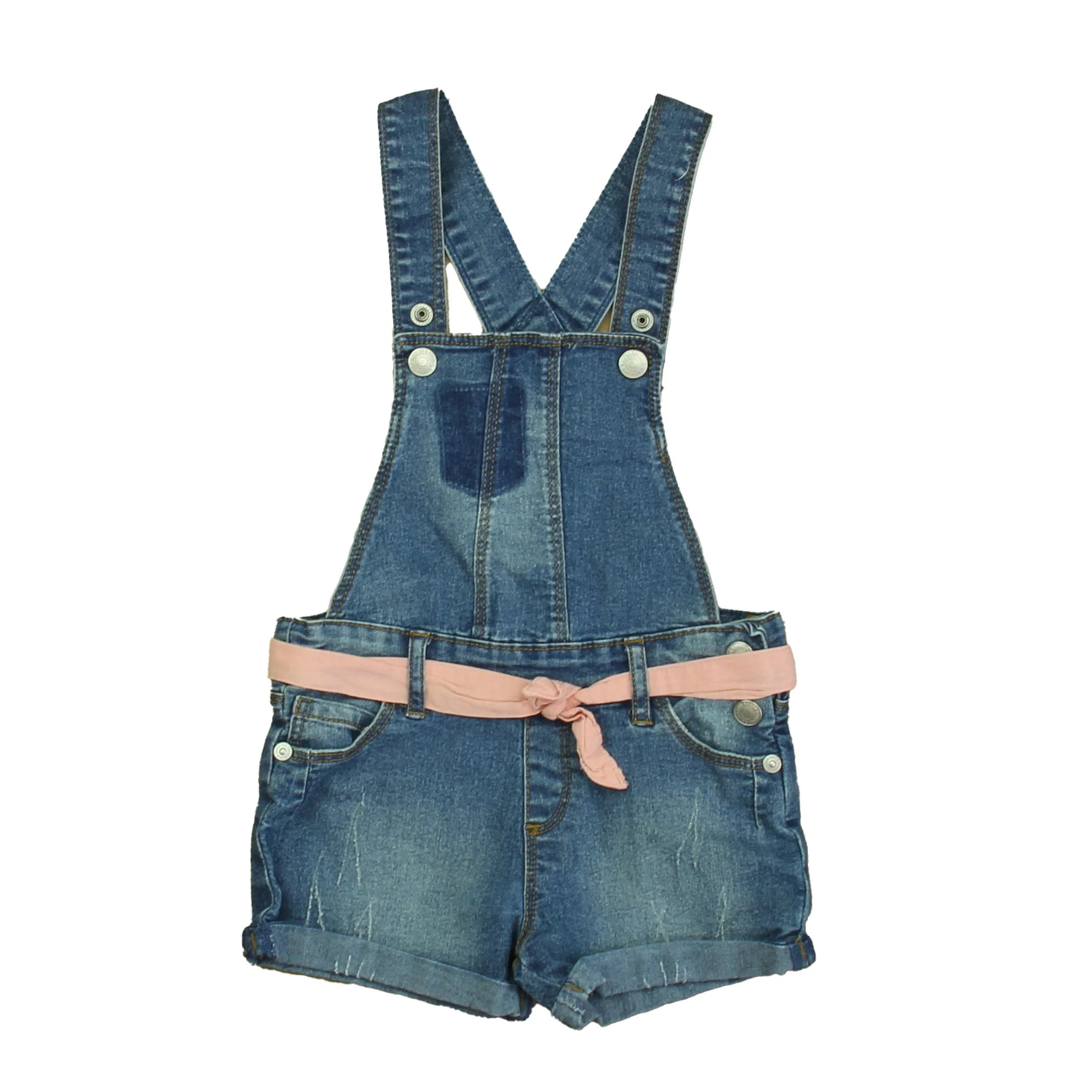 7 for all Mankind Girls Blue Pink Overall Shorts | Shop Simon