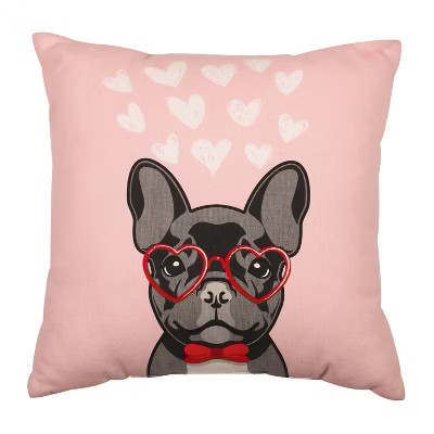 Square Dog Valentine’s Day Pillow Pink - Spritz™ | Target