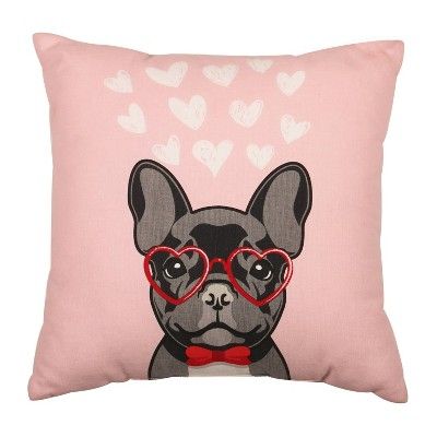 Square Dog Valentine’s Day Pillow Pink - Spritz™ | Target