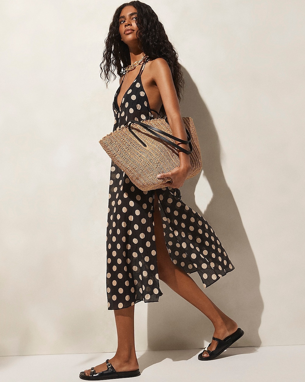 Crinkle side-tie dress in dot print | J. Crew US