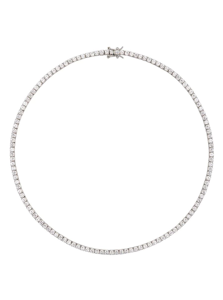 MOSS ROUND CUT, 3MM 4-PRONG, LAB-GROWN WHITE SAPPHIRE SILVER RIVIÈRE NECKLACE | Dorsey