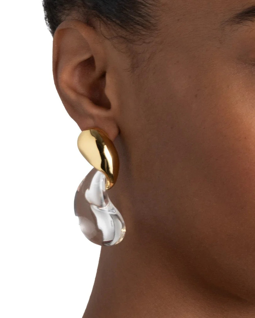 Liquid Lucite Modernist Earrings | Clear Lucite Post Earrings | Alexis Bittar