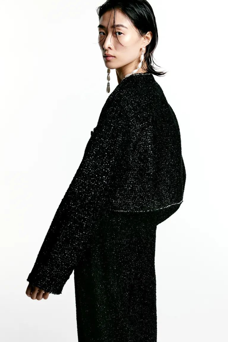 Shimmery Wool-blend Bouclé Jacket - Black - Ladies | H&M US | H&M (US + CA)