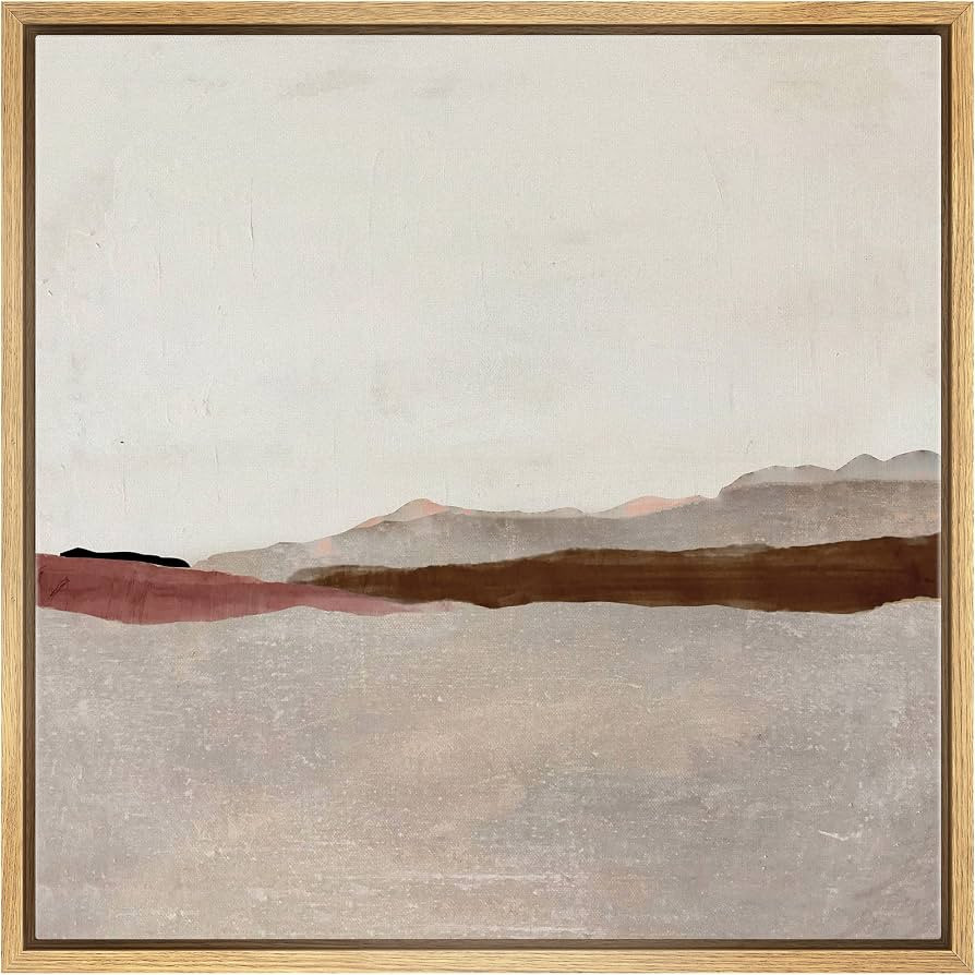 SIGNWIN Framed Canvas Print Wall Art Duotone Tan Brown Pastel Landscape Abstract Shapes Illustrat... | Amazon (US)
