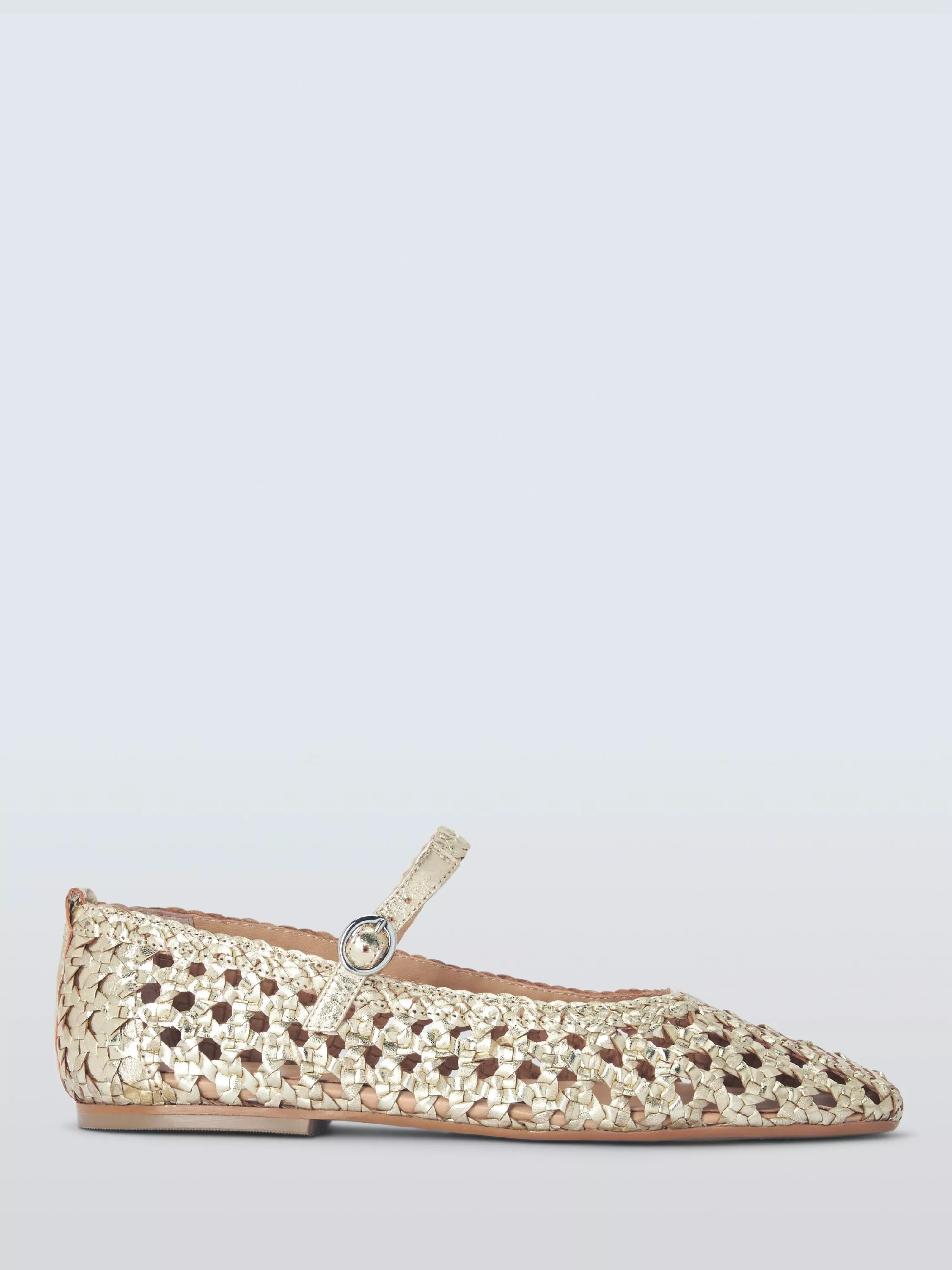 Hollies Woven Leather Ballet Flats, Pale Gold | John Lewis (UK)
