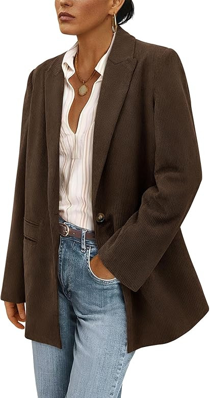 PRETTYGARDEN Women's Winter Corduroy Blazers Jackets Dressy Casual Ribbed Long Sleeve Lapel Fashi... | Amazon (US)