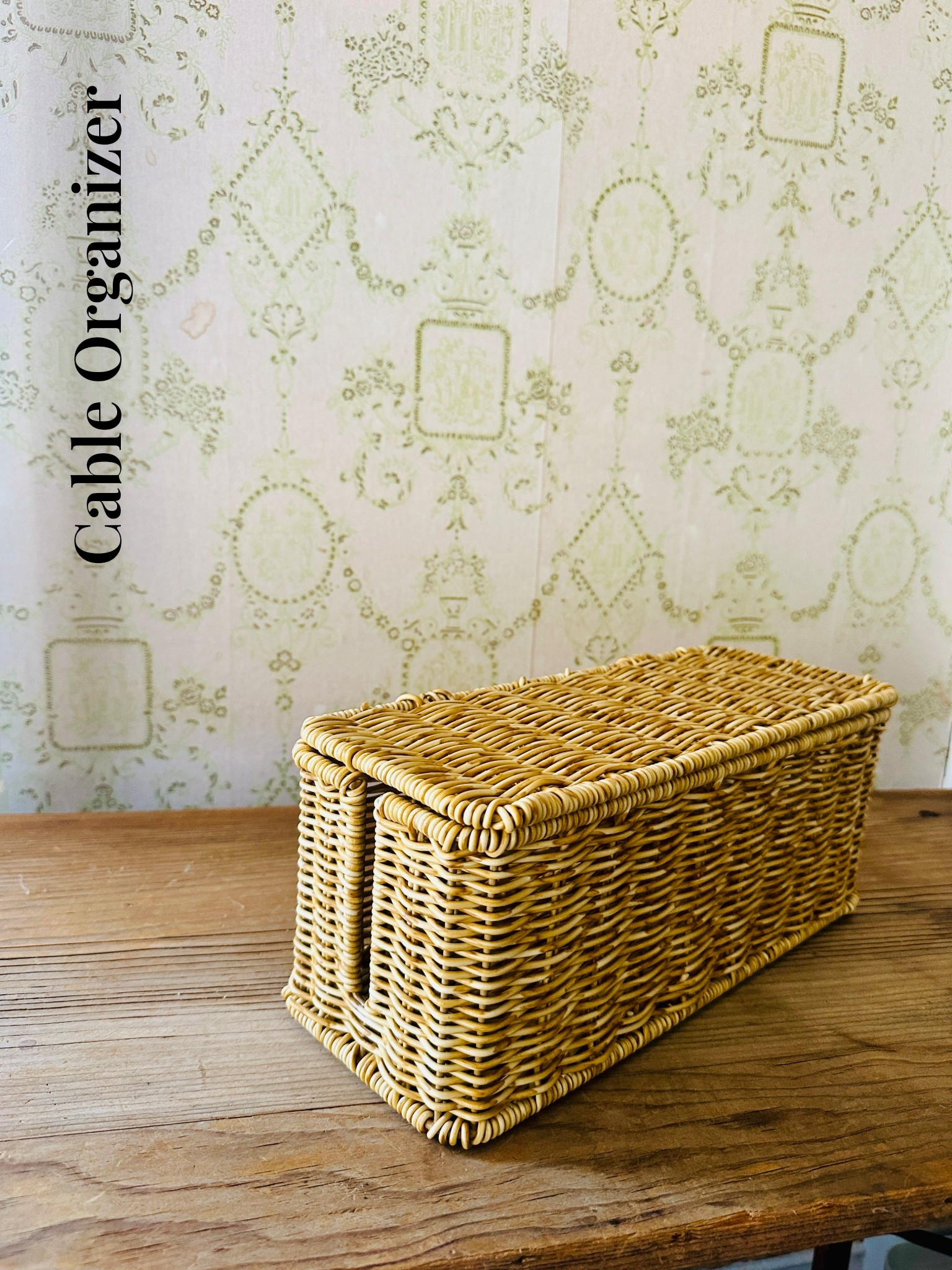 Love this cute basket that is intended to hide cables  