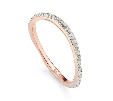 Rose Gold Riva Wave Eternity Diamond Ring Diamond | Monica Vinader (US)