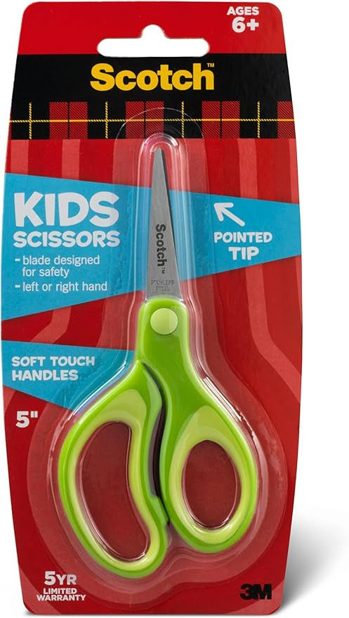 Scotch Kids Pointed Tip Scissors with Soft Touch, 5 Inches (1442P) (Colors may vary) | Amazon (US)
