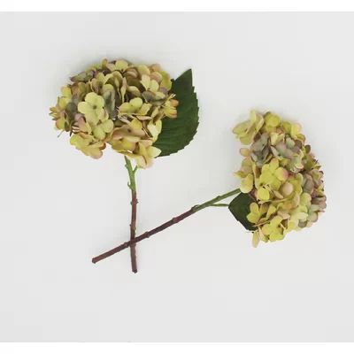 Faux Dried Hydrangea Stem (Set of 2) Highland Dunes Flower Color: Green | Wayfair North America