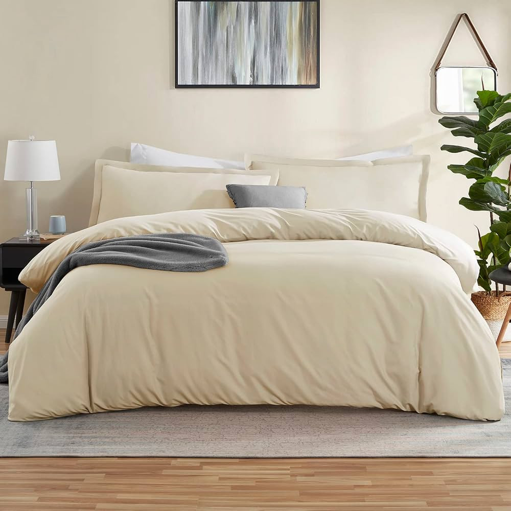Nestl Beige Cream Duvet Cover King Size - Soft King Duvet Cover Set, 3 Piece Double Brushed King ... | Amazon (US)