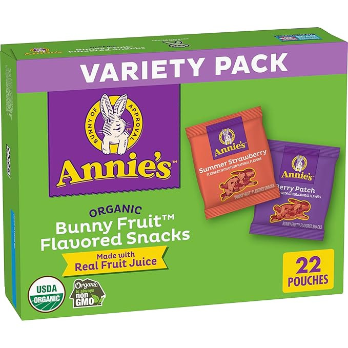 Annie's Organic Bunny Fruit Snacks, Variety Pack, Gluten Free Snack, 22 ct, 15.4 oz | Amazon (US)